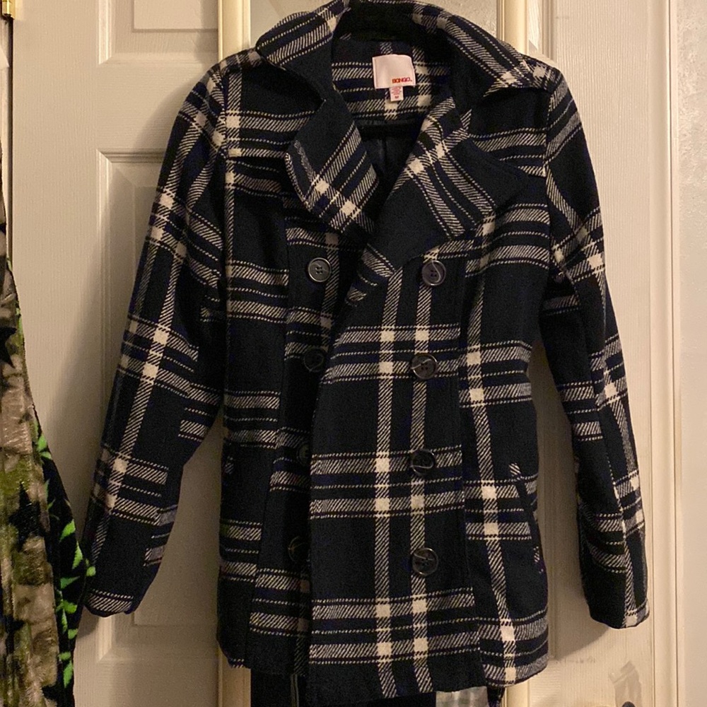 Bongo Jackets & Coats Bongo Small Navy Plaid Coat